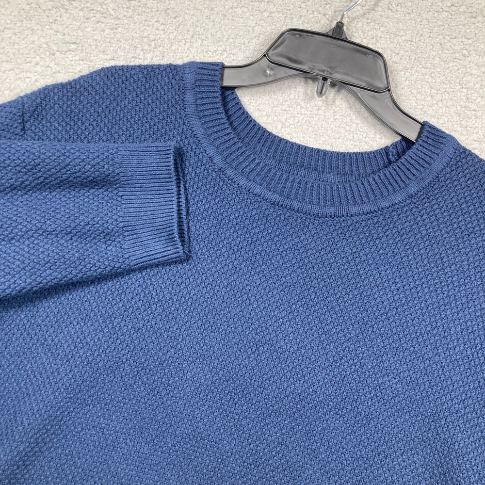 Gap Waffle Knit Sweater Men XXL Navy Blue Textured Cotton Blend Pullover